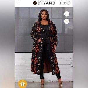 NWT- Aisha Women's African Print Cardigan (Natural Mudcloth)